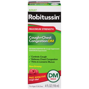 Robitussin Maximum Strength Cough+Chest Congestion DM Liquid, 4 fl oz