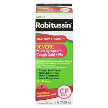 Robitussin Cough Cold & Flu Maximum Severe Syrup, 4oz