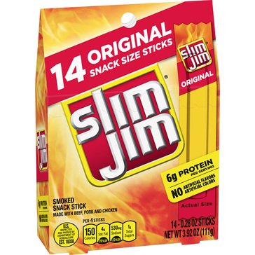 Slim Jim Original Smoked Snack Sticks, 14-count