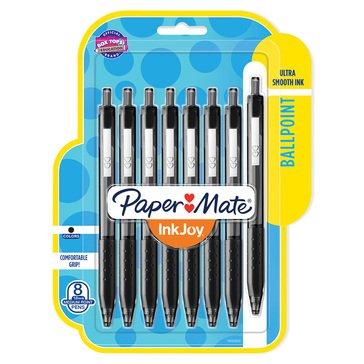 Papermate Ink Joy Ultra Smooth Black Ballpoint Pens, 8-Count