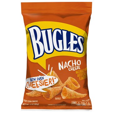 Bugles Nacho Cheese Crispy Corn Snacks, 3oz