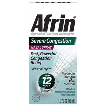 Afrin 12 Hour Severe Congestion Maximum Strength Menthol Liquid, .5 fl oz 