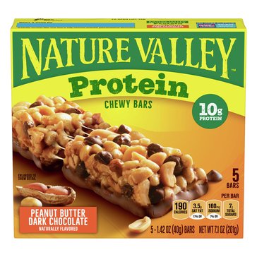 Nature Valley Protein Peanut Butter Dark Chocolate Chewy Bars, 5-Pack