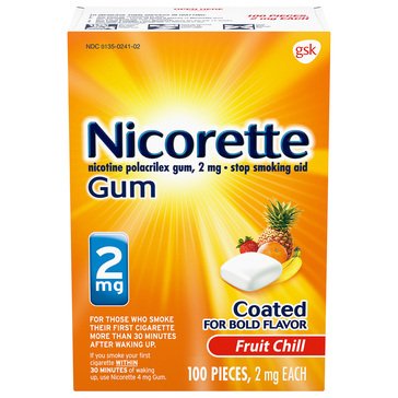 Nicorette Fruit Chill 2mg Stop-Smoking Gum, 20-count