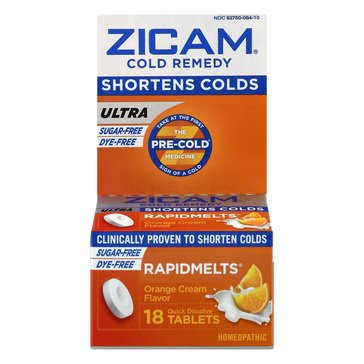 Zicam Ultra Cold Remedy Orange Cream RapidMelt Tablets, 18-count