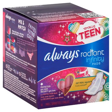 Always Infinity Radiant Teen Regular with Wings, 14ct