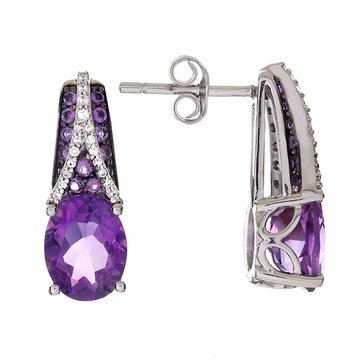 Sterling Silver Amethyst & White Topaz Earrings