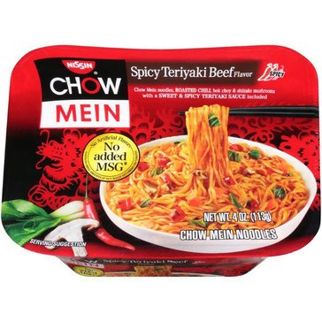 Nissin Chow Mein Spicy Teriyaki Beef Noodle Bowl, 4oz