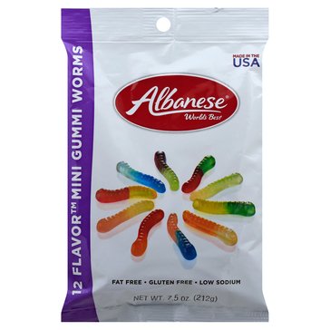 Albanese World's Best 12 Flavor Mini Worms, 7.5oz