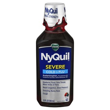 Vicks NyQuil Severe Cold & Flu Relief Berry Liquid, 12 fl oz