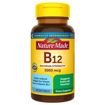 Nature Made Max Strength Vitamin B-12 5000mcg, 60-Count