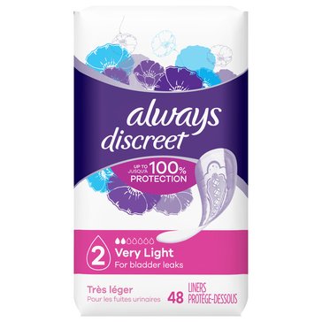 Always Discreet Very Light Regular Length Liner, 48-Count