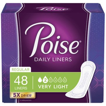 Poise Very Light Pantyliners, 48-count