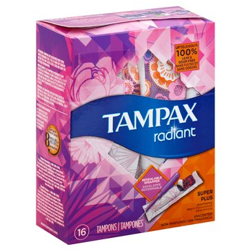 Tampax Radiant Super Plus Unscented, 14-count