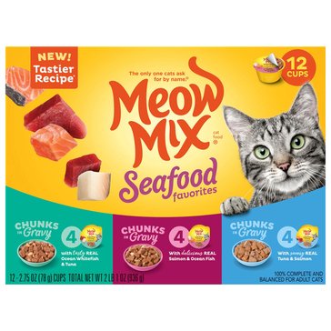 Meow Mix Savory Morsels Seafood Variety Pack Cat Food, 12 cups