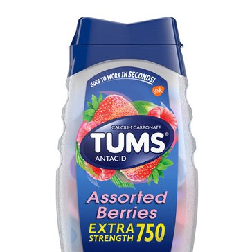 TUMS Extra Strength Antacid/Calcium Supplement Assorted Berries 750mg Chewable Tablets, 96-count