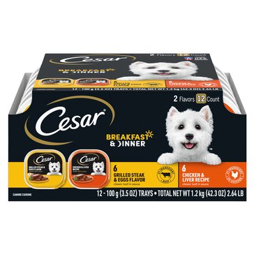 Cesar Breakfast & Dinner Variety Pack Dog Food, 12 count