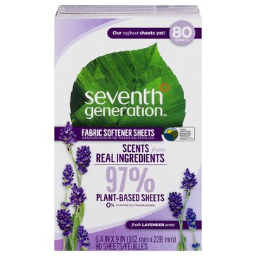 Seventh Generation Blue Eucalyptus and Lavender Softener Sheets 80ct