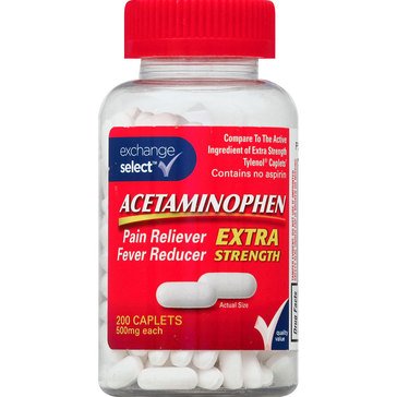 Exchange Select Acetaminophen Non-Aspirin Extra Strength Pain Relief Caplets, 200-count