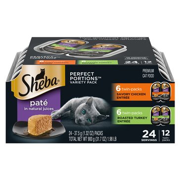 Sheba Perfect Portions Loaf Pate Chicken And Turkey Variety Pack, 12ct