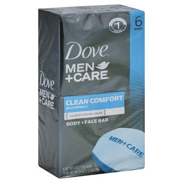Dove Men+Care Clean Comfort Bar Soap 6-Pack 7.5oz
