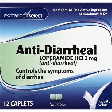 Exchange Select Anti-Diarrheal Loperamide HCL 2mg Caplets, 12-count