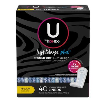 U By Kotex Curves Regular Unscented Liners, 40-count