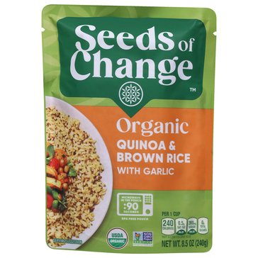 SEEDS OF CHANGE QUINOA & BROWN RICE W/ GARLIC, ORGANIC 9OZ