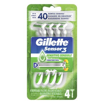 Gillette Men's Sensor3 Disposable Razors 4-Count