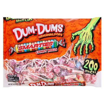 Dum Dums Original Pops & Smarties Monster Mash-Up Halloween Bag, 200-count