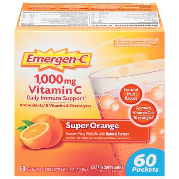 Emergen-C Super Orange Drink Mix Packets, 60-count