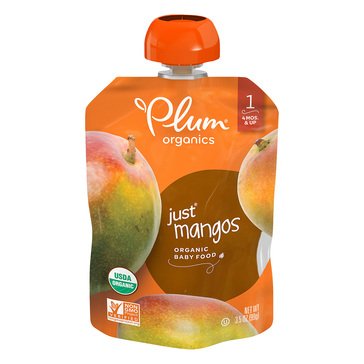 Plum Organics Stage 1 Just Mangos Baby Food Pouch, 3.5oz 