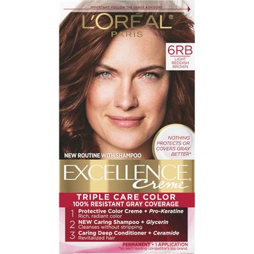 L'Oreal Paris Excellence Creme Triple Protection Permanent Hair Color 6RB Light Reddish Brown