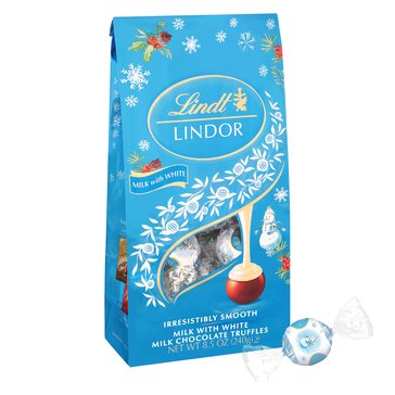 Lindt Holiday Snowman Milk Chocolate And White Bag 8.5oz_gr