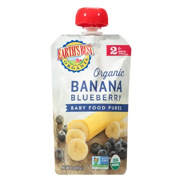 Earth's Best Stage 2 Banana and Blueberry Baby Food Pouch, 4.2oz