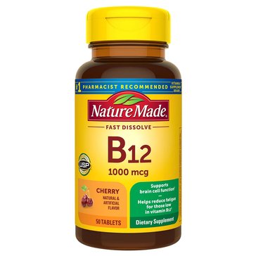 Nature Made Fast Dissolve Vitamin B12 1000mcg Tablets, 50-Count