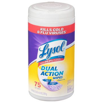Lysol Wipes Dual Action 75ct