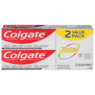 Colgate Total Clean Mint Twin Pack Toothpaste, 5.1oz