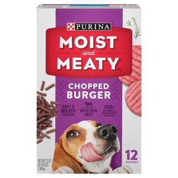 Purina Moist And Meaty Chopped Burgers Dog Food, 72 oz