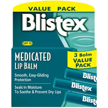 Blistex Medicated SPF15 3-Pack  Lip Balm, .15oz