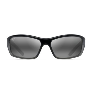 Maui Jim Unisex Barrier Reef Black with Silver and Grey Wrap Sunglasses