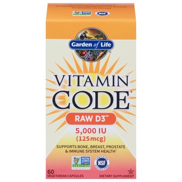 Garden of Life Vitamin Code Raw D3 125mcg/5000 IU Capsules, 60-Count