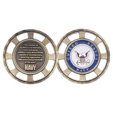 Challenge Coin USN Mission Cut Out Coin