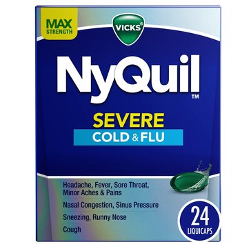 Vicks NyQuil Severe Cold & Flu Liquid Capsules, 24-Count