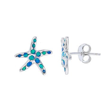 Bijoux Du Soleil Created Opal Starfish Earrings, Sterling Silver