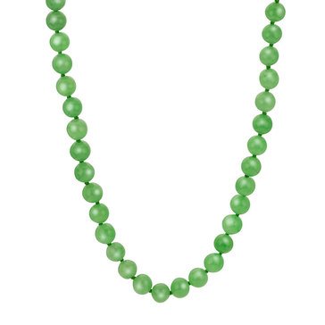 Jade Bead Necklace, Sterling Silver