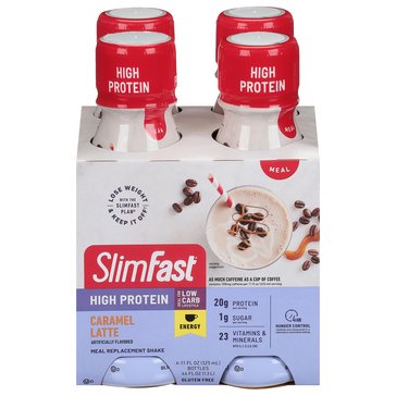 SlimFast Advanced Shake With Energy Caramel Latte 4pk