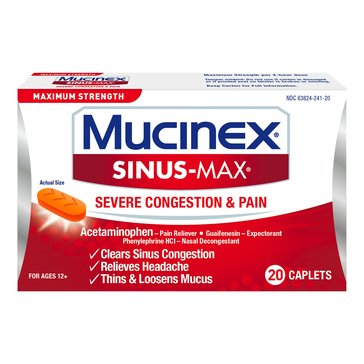 Mucinex Sinus Max Severe Congestion, 20-Count