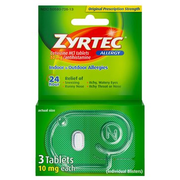 Zyrtec 24 Hour Allergy Relief Tablets, 3-Count