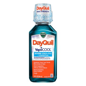 Vicks DayQuil Severe Cold and Flu Relief Liquid with Vicks Vapocool, 12 fl oz